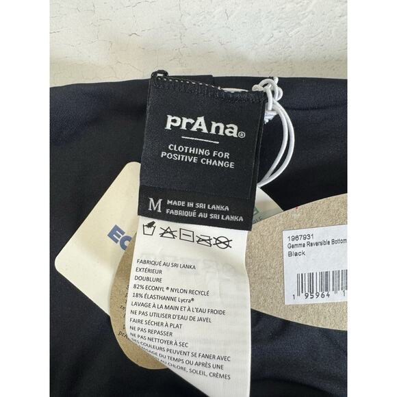 Prana Swimsuit Bottom Gemma Black Reversible M Bikini Athletic Comfortable - Picture 6 of 8